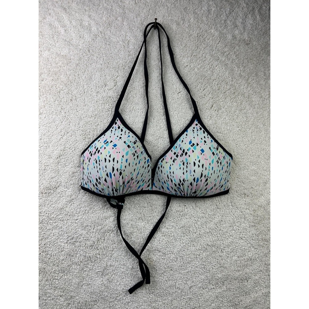 SO Bikini Top Womens XL Pastel Geometric Triangle Swimwear Adjustable Tie Straps